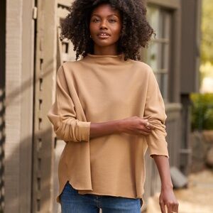 Frank & Eileen Effie Camel Triple Fleece Roll Neck Capelet